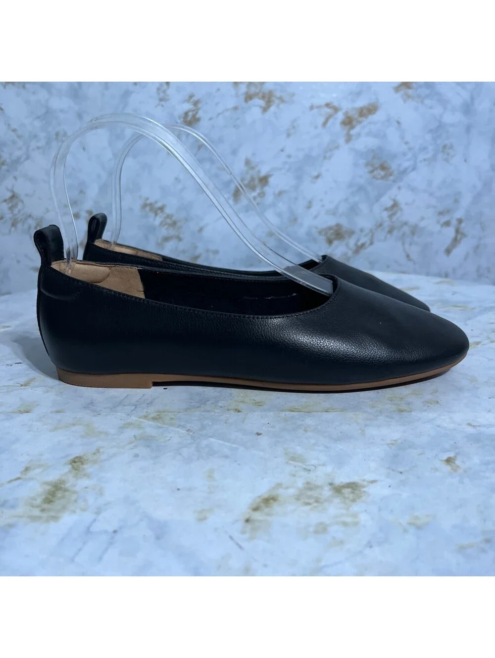 Quince Women's Size 5.5 Shoes Black Leather Slip On Comfort Ballet Career Flats